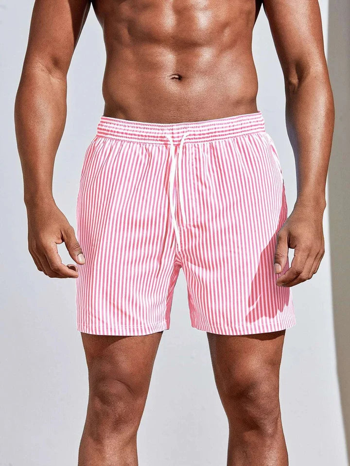 Striped Swim Shorts with Drawstring Waist