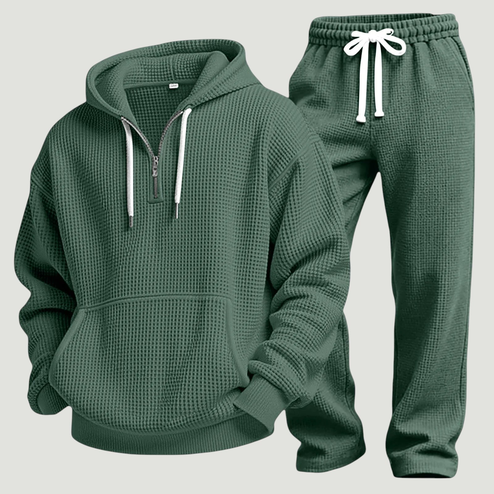 Men’s Textured Half-Zip Hoodie & Joggers Tracksuit Set
