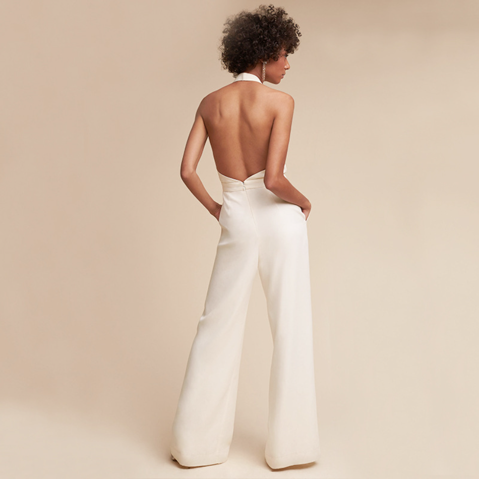 Women's Sleeveless Halterneck Wide Leg Jumpsuit