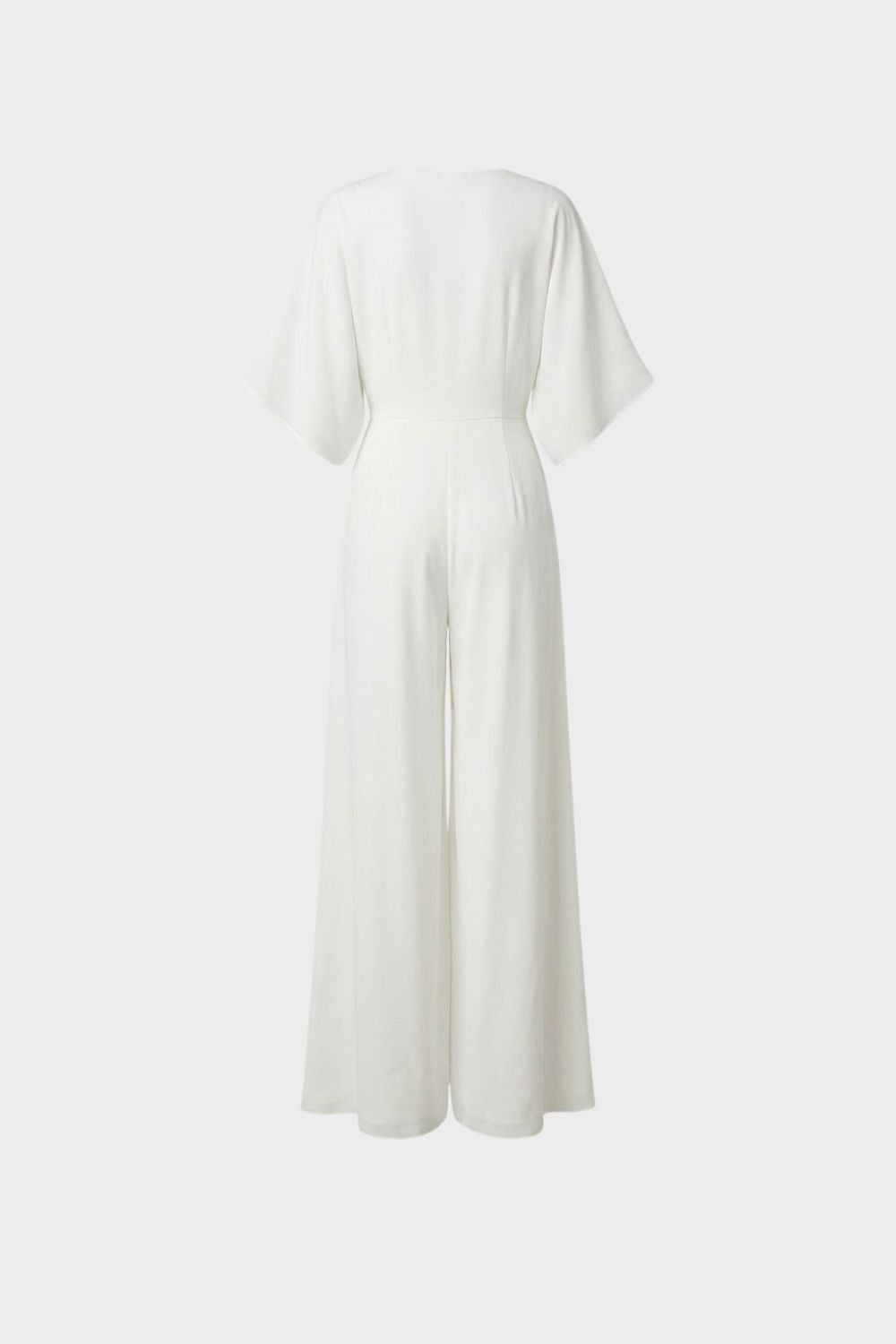 Wide-Leg Jumpsuit with V-Neck and Kimono Sleeves