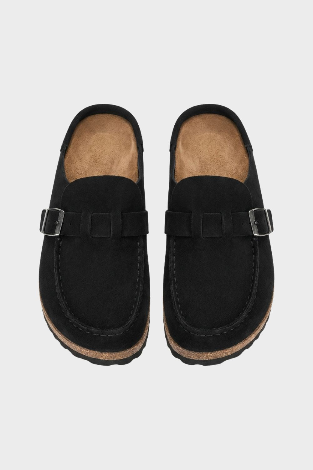Men's Suede Buckle Clogs with Cork Sole