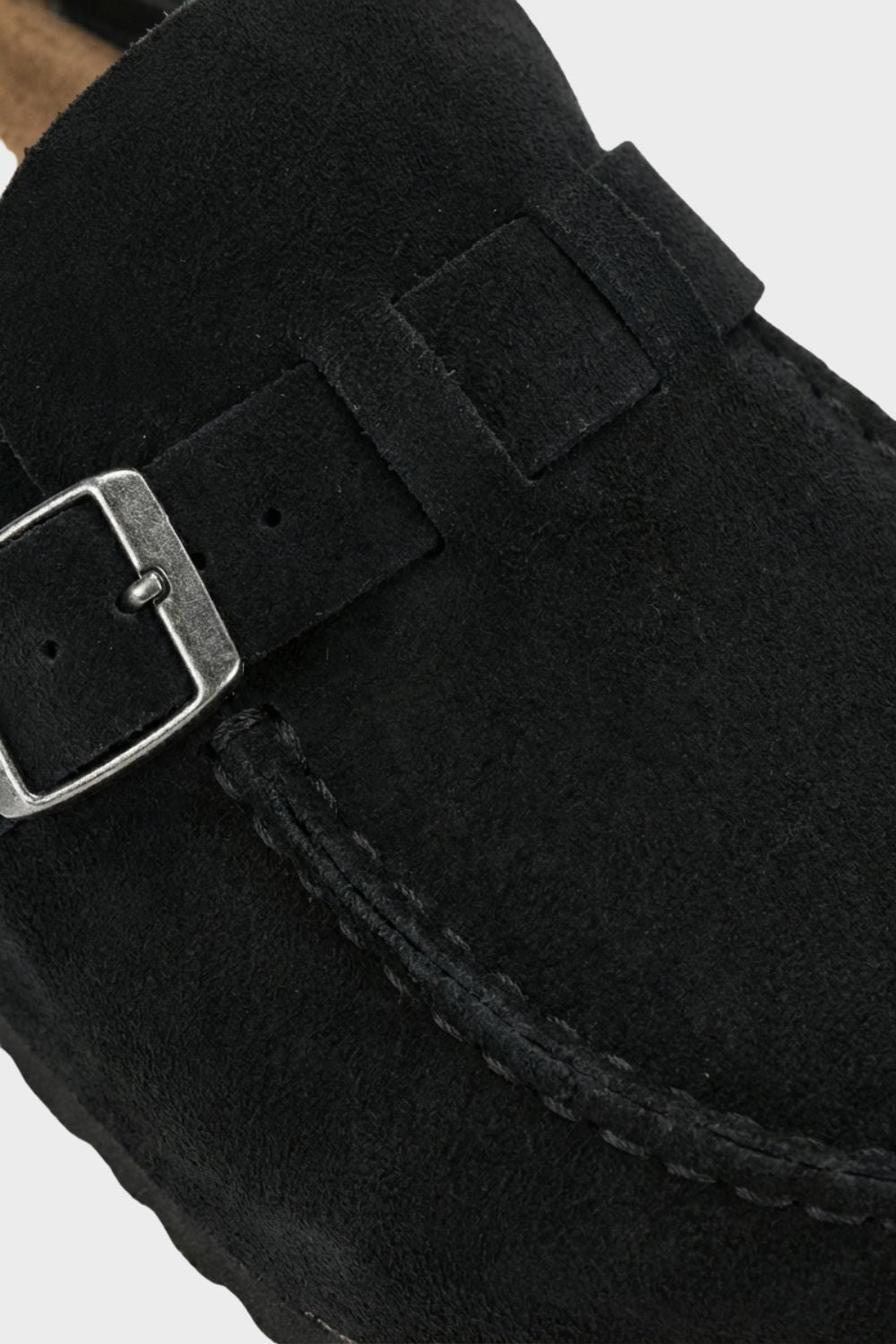 Men's Suede Buckle Clogs with Cork Sole