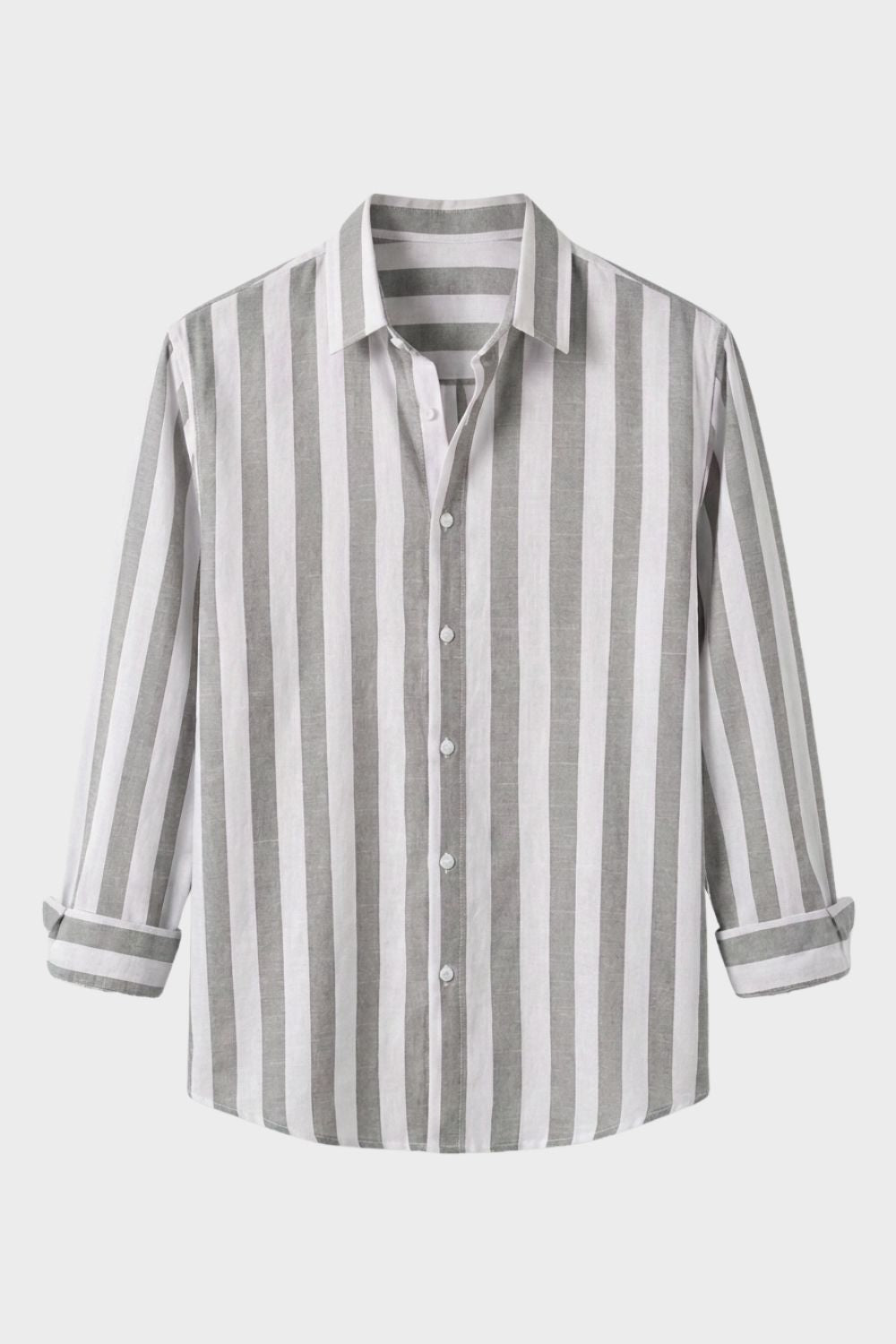 Men's Striped Linen Shirt with Button Front