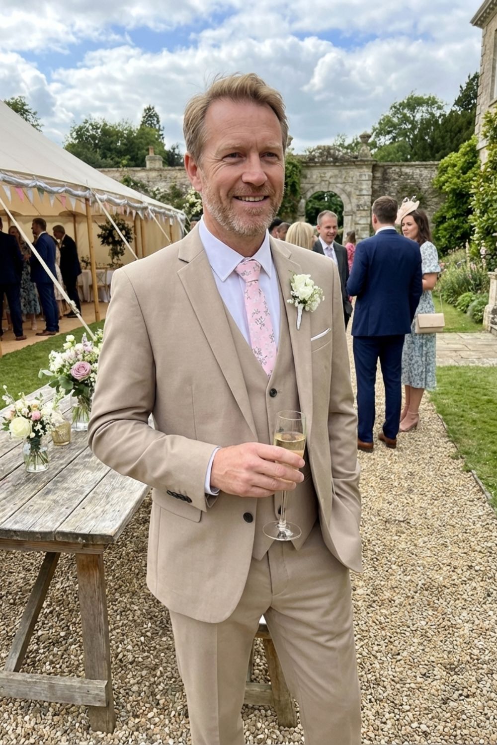 Tailored Three-Piece Suit with Notch Lapel