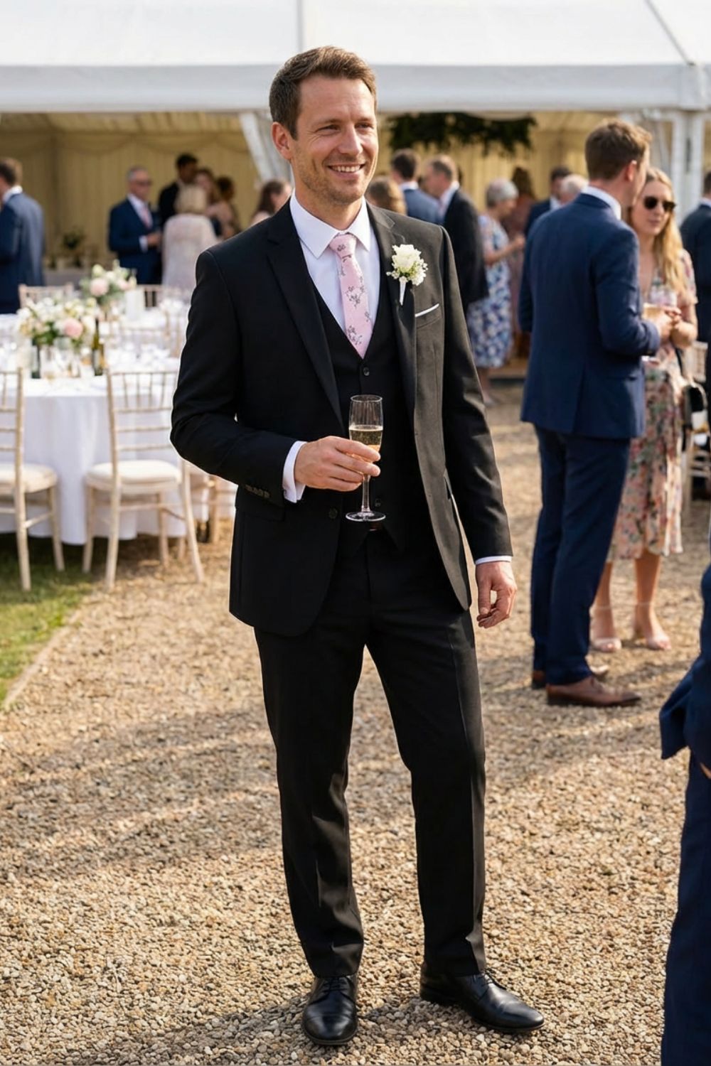 Tailored Three-Piece Suit with Notch Lapel