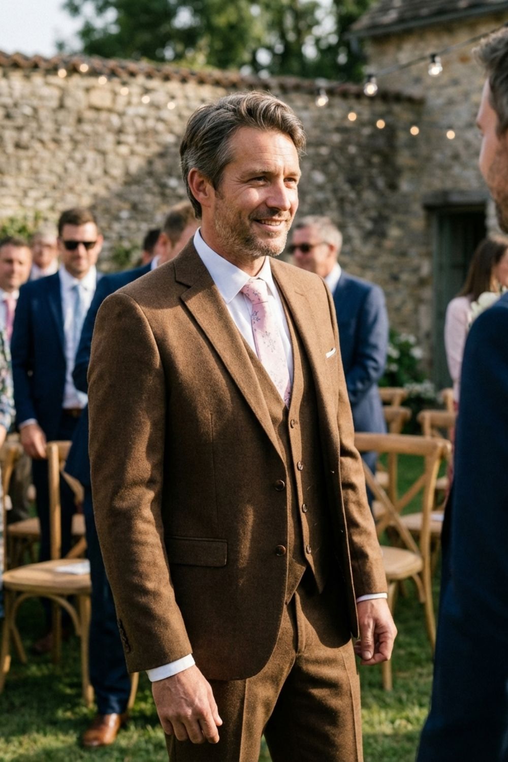 Tailored Three-Piece Suit with Notch Lapel