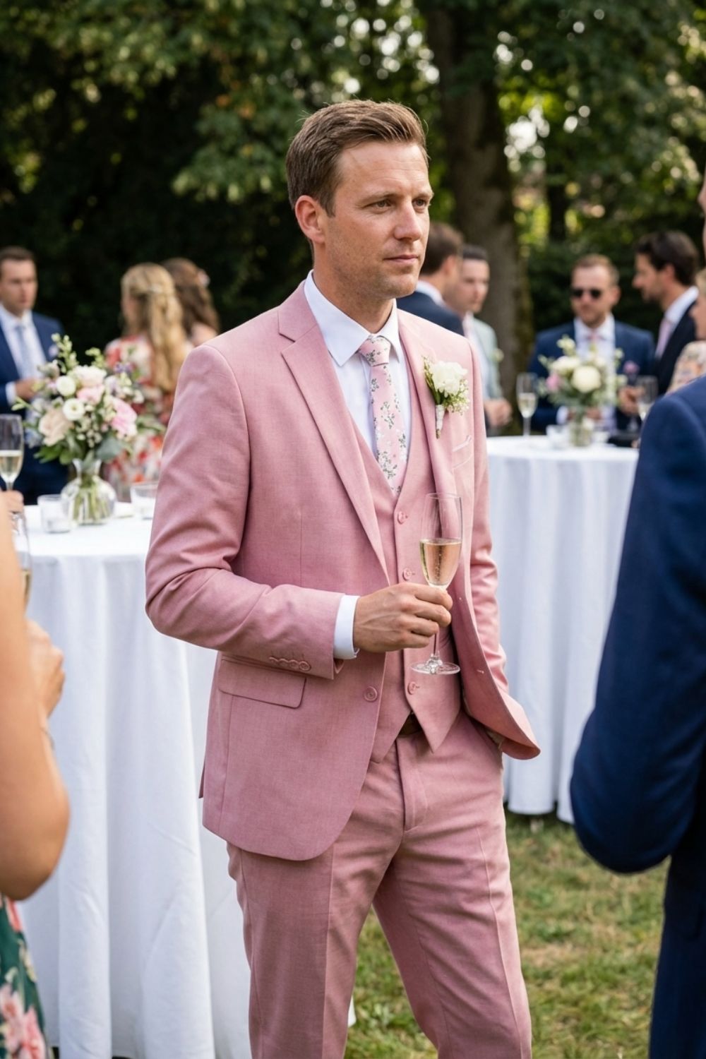 Tailored Three-Piece Suit with Notch Lapel