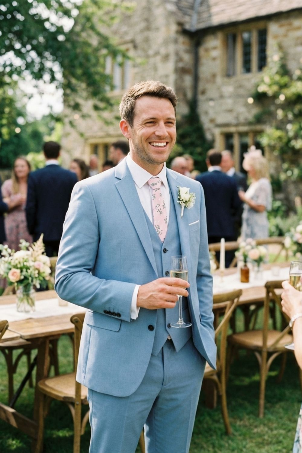 Tailored Three-Piece Suit with Notch Lapel