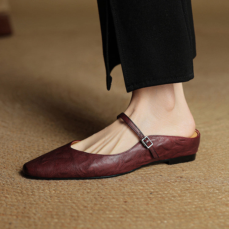 Women's Pointed Toe Mary Jane Mule Flats