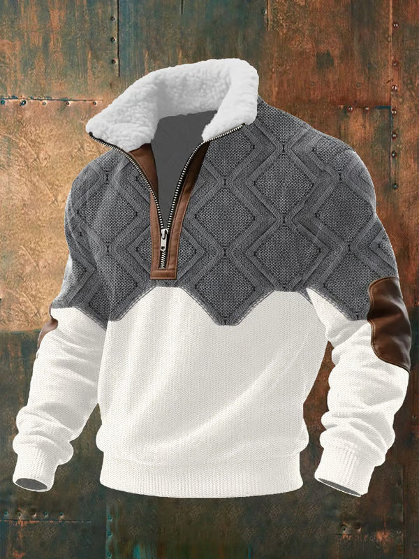 Men’s Sherpa Collar Cable Knit Half-Zip Jumper