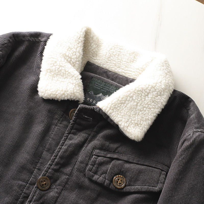Men’s Corduroy Sherpa-Lined Jacket with Fleece Collar