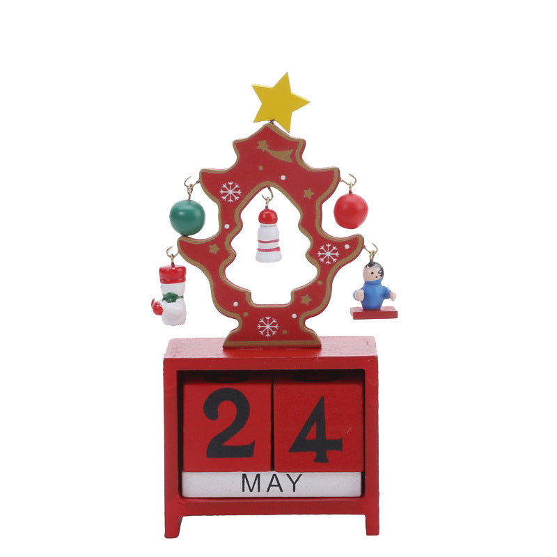 Calendrier du compte à rebours de Noël en bois avec présentoir festif