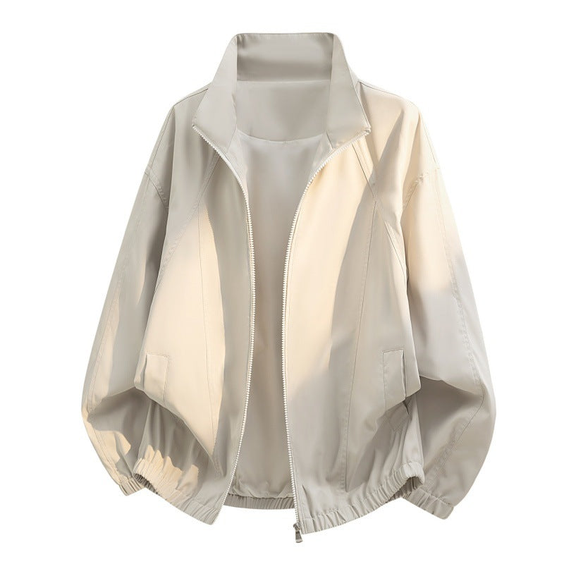 Men’s Lightweight Zip-Up Casual Jacket with Stand Collar