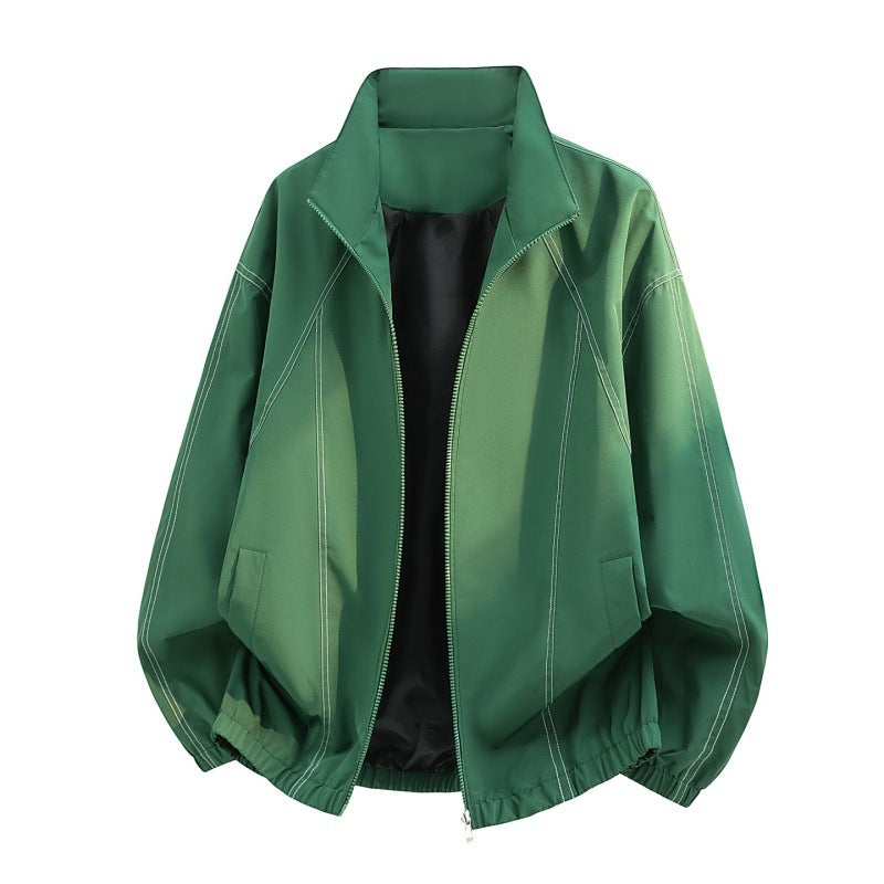 Men’s Lightweight Zip-Up Casual Jacket with Stand Collar
