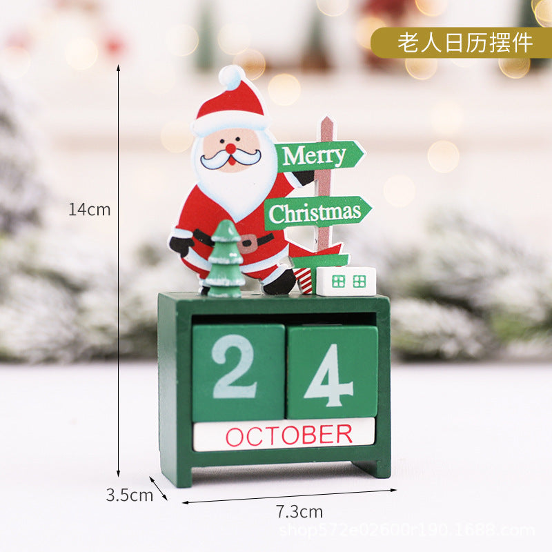Calendrier du compte à rebours de Noël en bois avec présentoir festif