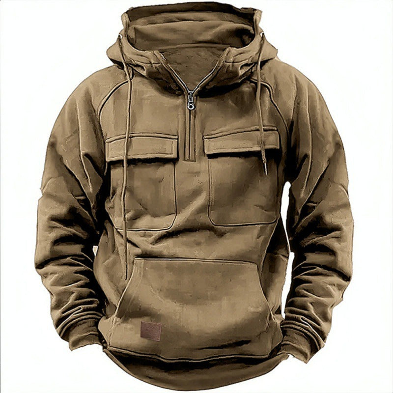 Men's Half-Zip Hoodie with Chest Pockets