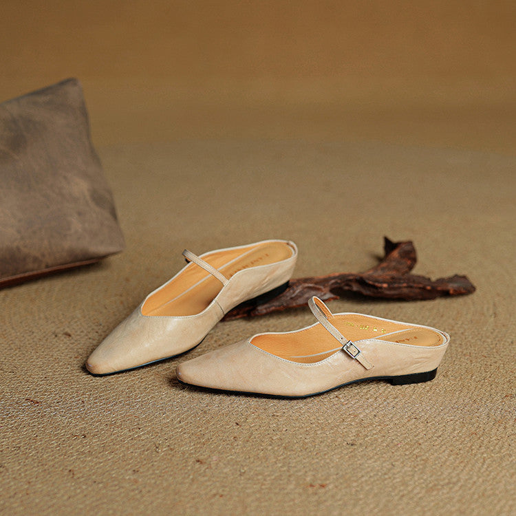 Women's Pointed Toe Mary Jane Mule Flats