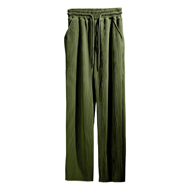 Pantalon droit côtelé pour homme avec cordon de serrage