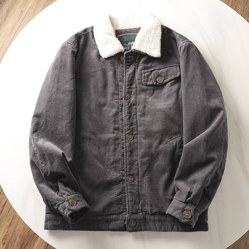 Men’s Corduroy Sherpa-Lined Jacket with Fleece Collar
