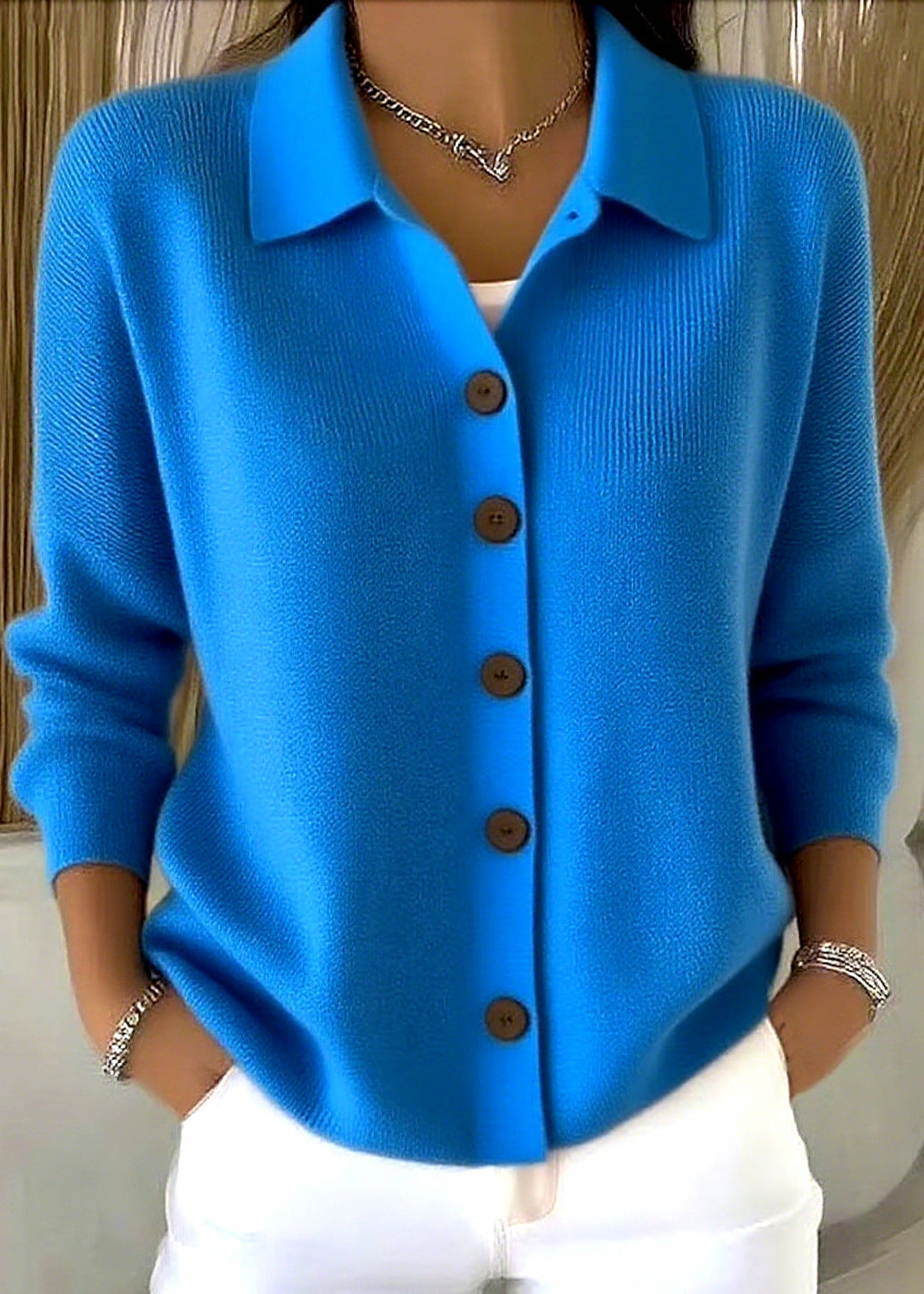 Women’s Collared Button-Front Knit Cardigan
