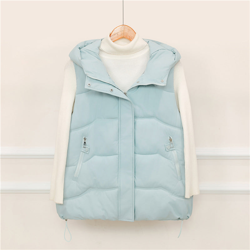 Women’s Longline Hooded Puffer Gilet with Zip Pockets