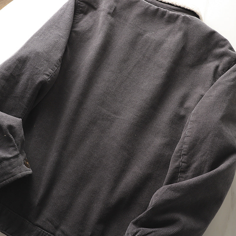 Veste homme en velours côtelé doublée en sherpa avec col en polaire