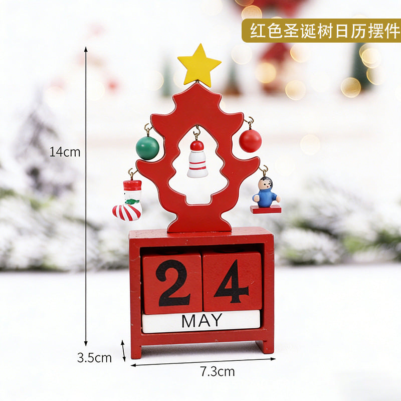 Calendrier du compte à rebours de Noël en bois avec présentoir festif