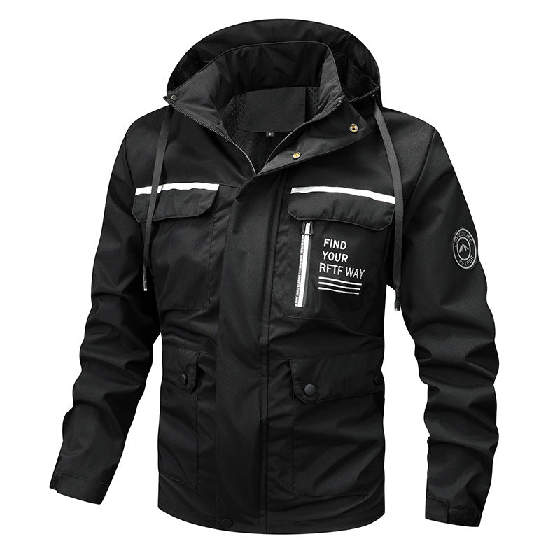 Veste utilitaire pour homme à capuche et à poches multiples