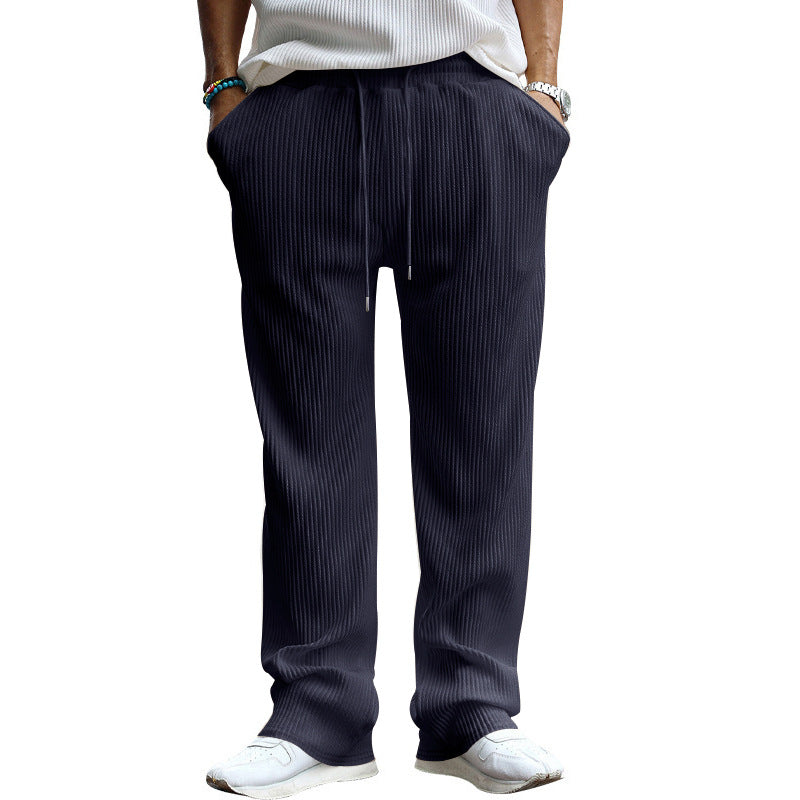 Pantalon droit côtelé pour homme avec cordon de serrage