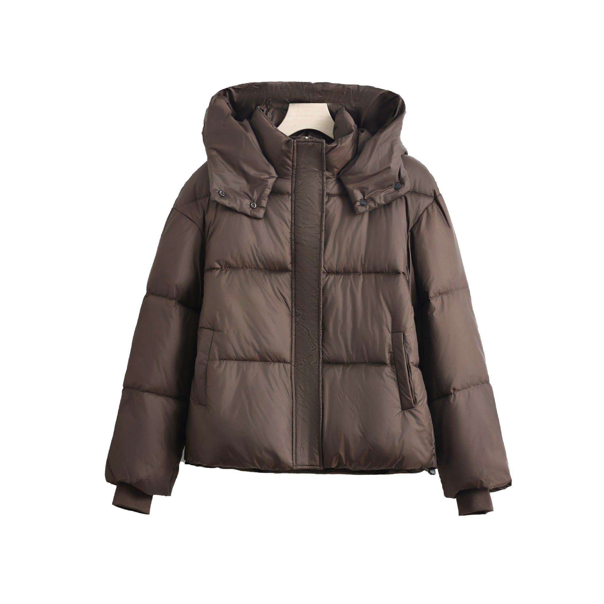 Doudoune à capuche pour femme avec col montant et poches