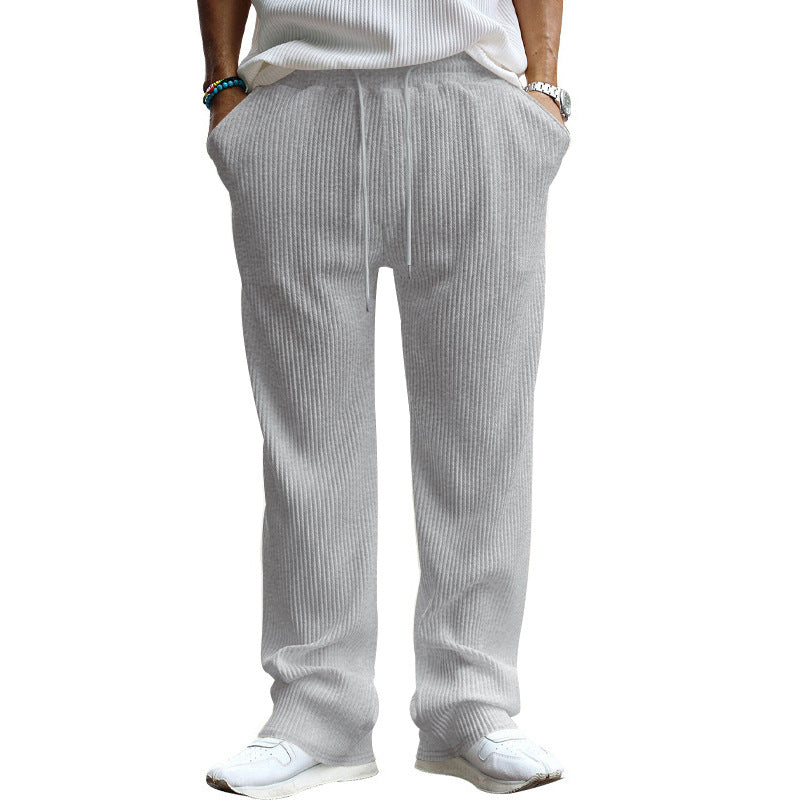 Pantalon droit côtelé pour homme avec cordon de serrage