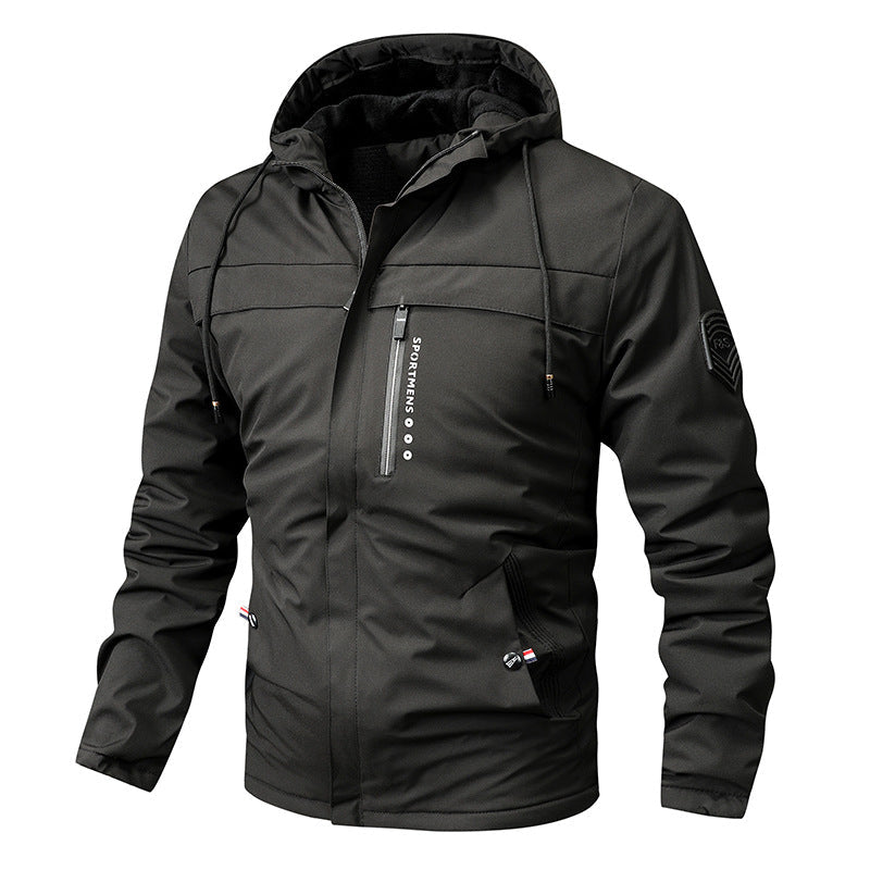 Men’s Hooded Outdoor Jacket with Zip Pockets