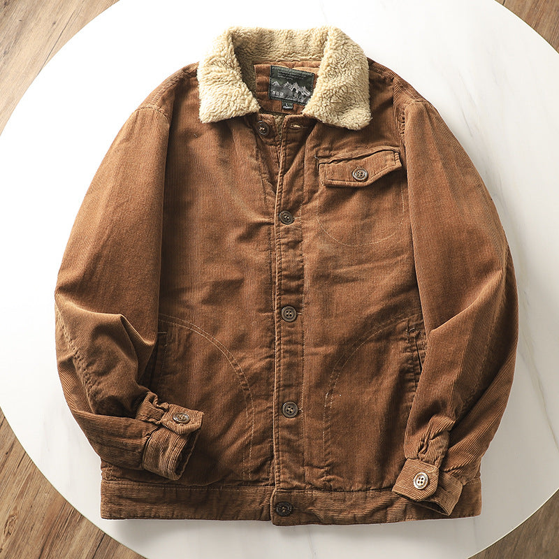 Men’s Corduroy Sherpa-Lined Jacket with Fleece Collar
