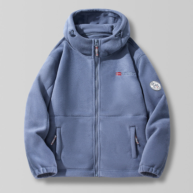 Veste polaire à capuche pour homme avec poches zippées