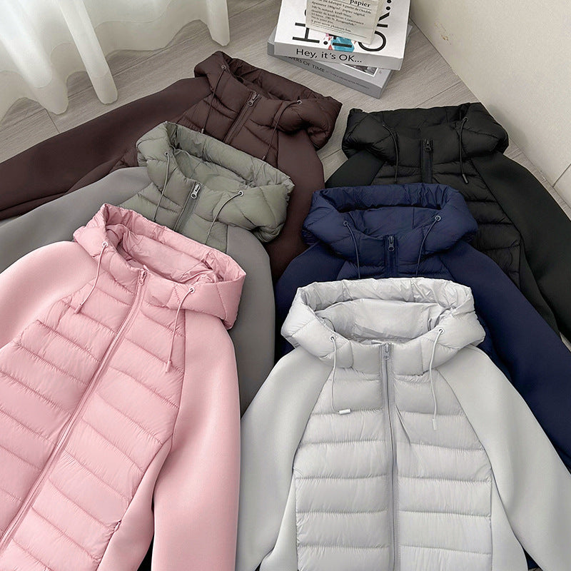 Veste matelassée hybride à capuche pour femme avec devant rembourré