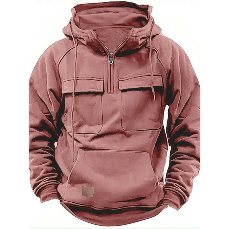 Men's Half-Zip Hoodie with Chest Pockets