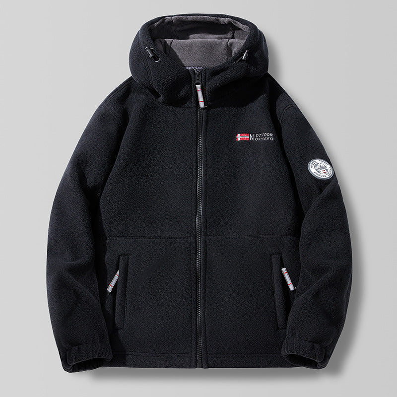 Veste polaire à capuche pour homme avec poches zippées