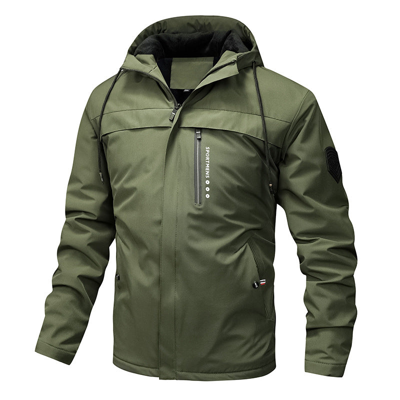 Men’s Hooded Outdoor Jacket with Zip Pockets