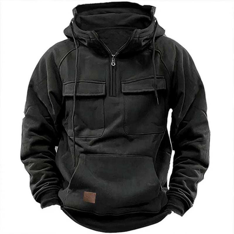 Men's Half-Zip Hoodie with Chest Pockets