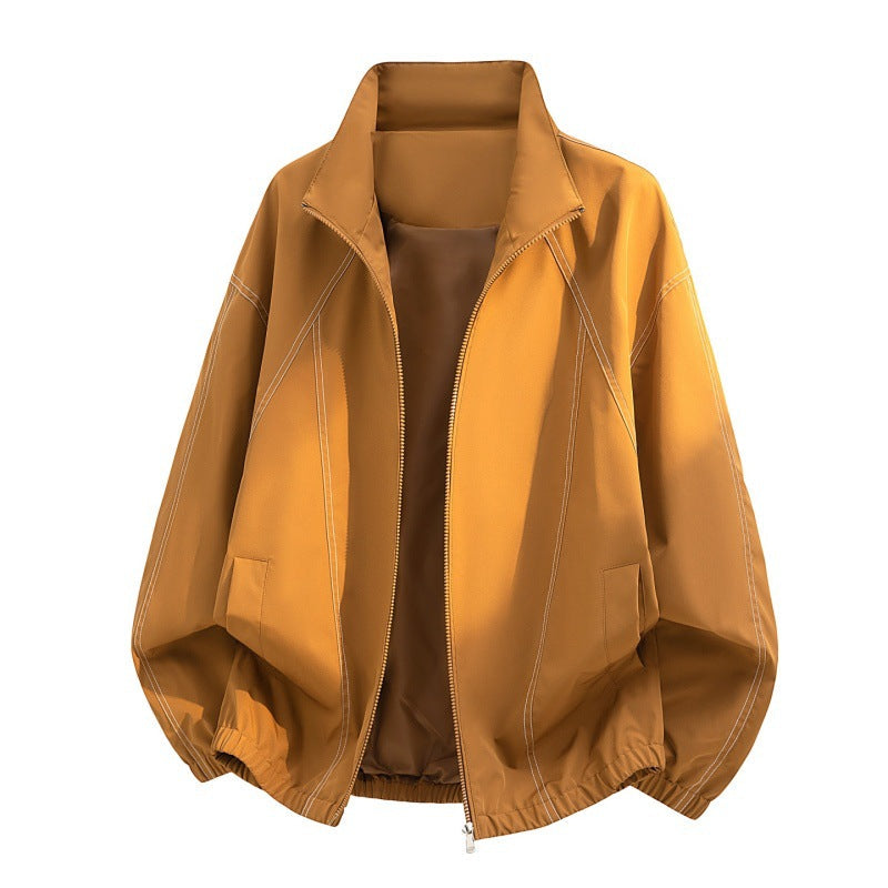 Men’s Lightweight Zip-Up Casual Jacket with Stand Collar