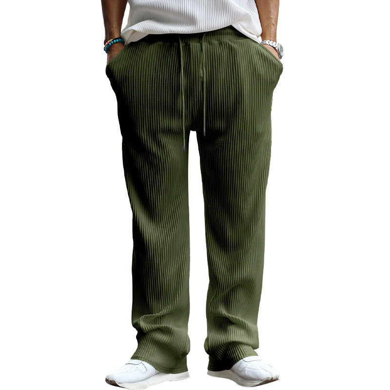 Pantalon droit côtelé pour homme avec cordon de serrage
