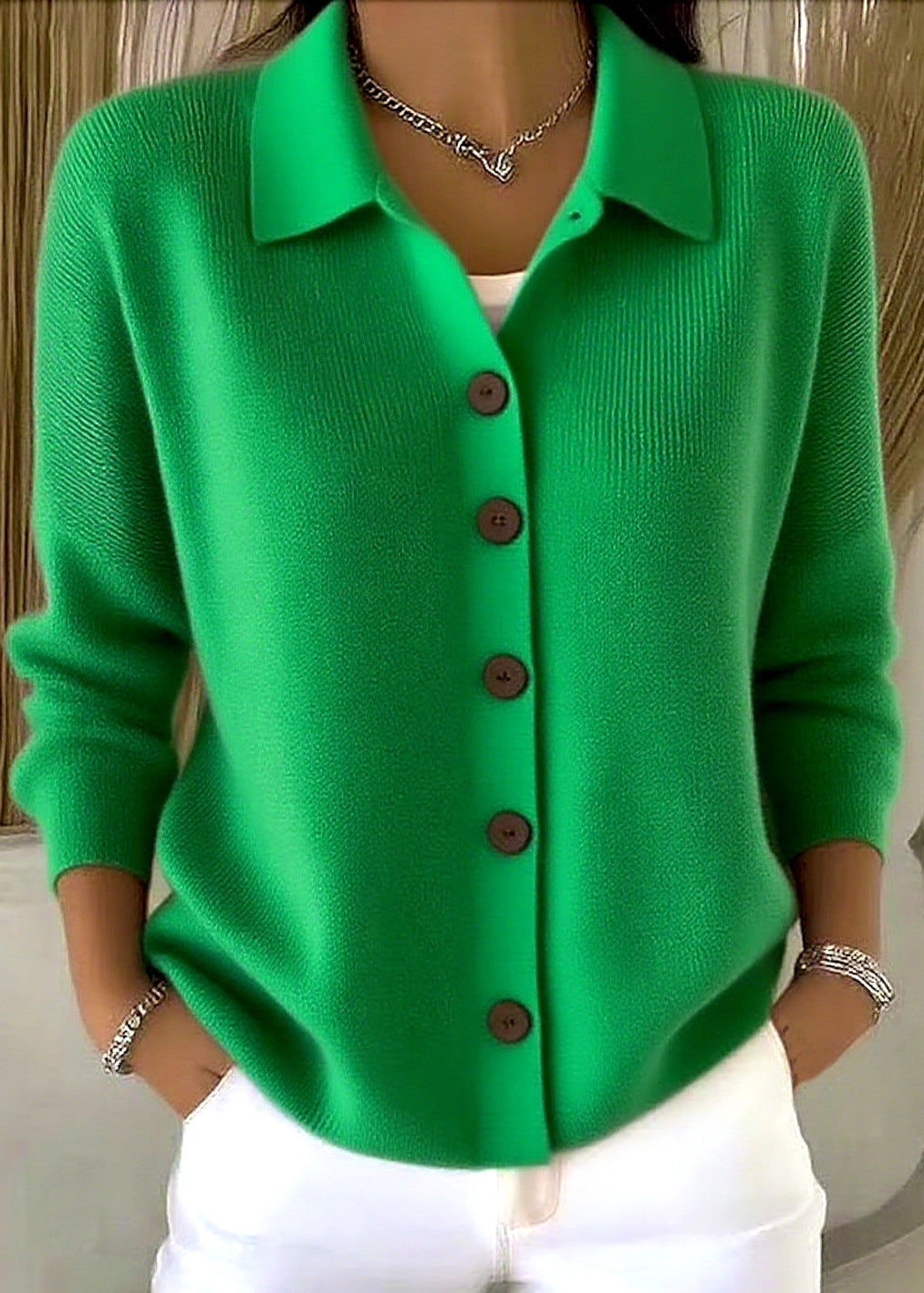 Women’s Collared Button-Front Knit Cardigan