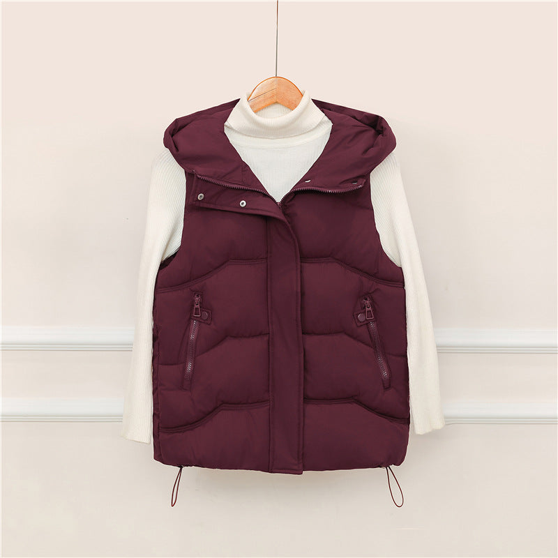 Women’s Longline Hooded Puffer Gilet with Zip Pockets