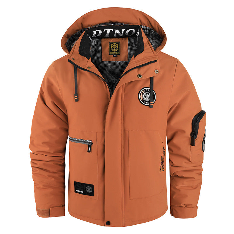 Men’s Hooded Utility Jacket with Multi-Pocket Design