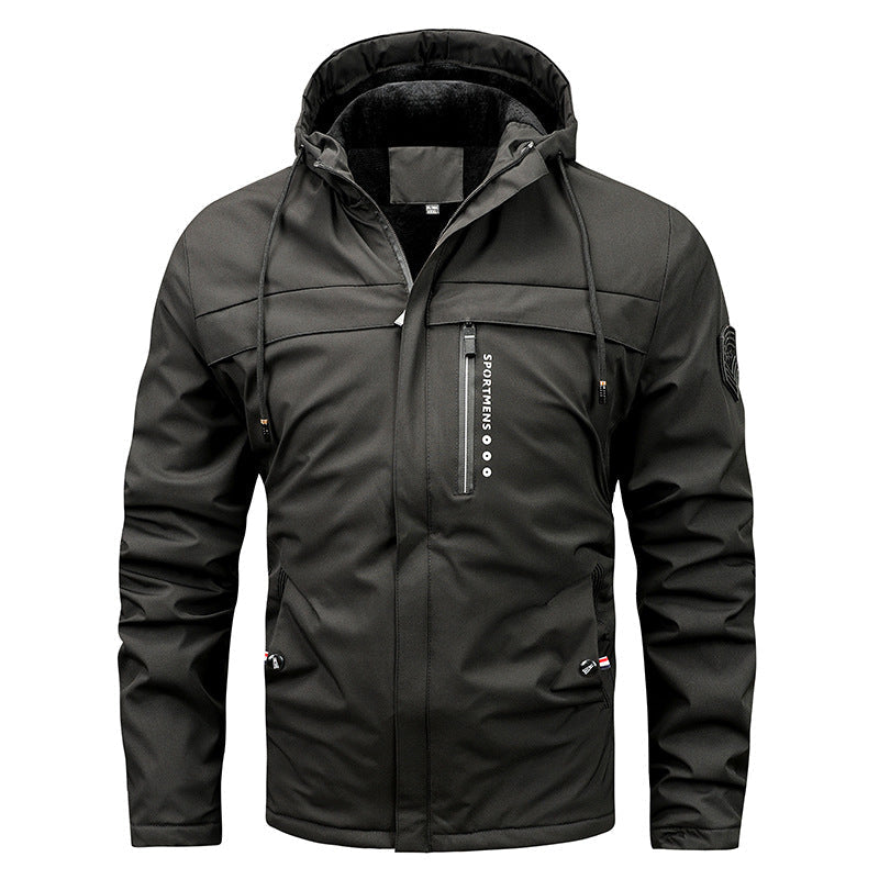 Men’s Hooded Outdoor Jacket with Zip Pockets