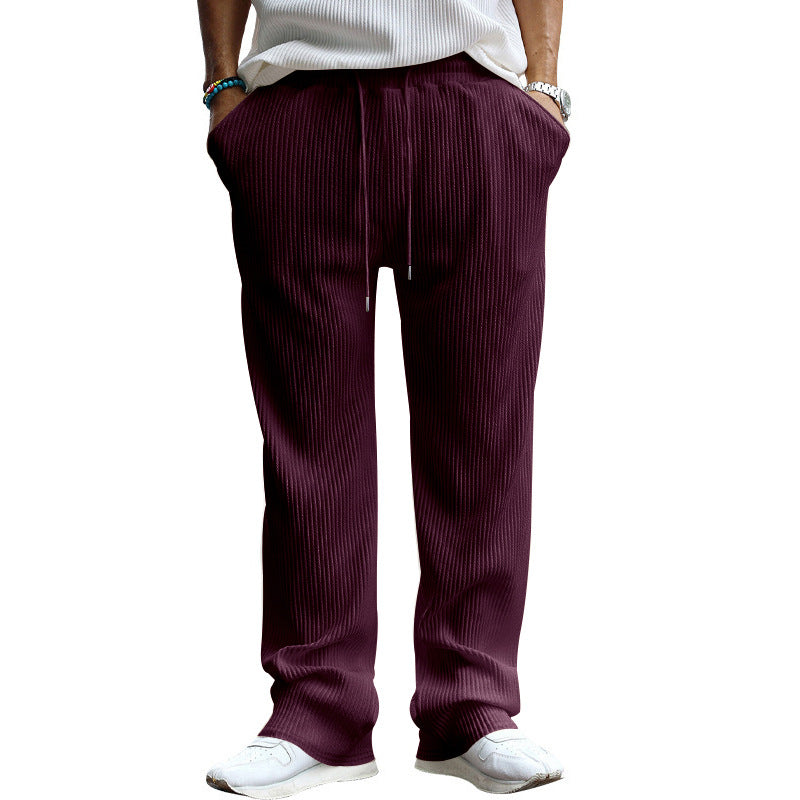 Pantalon droit côtelé pour homme avec cordon de serrage