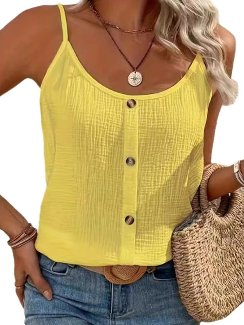 Women's Button Front Strappy Camisole Top