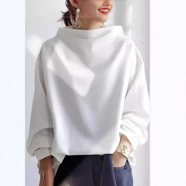 Damski oversize'owy dzianinowy top z golfem