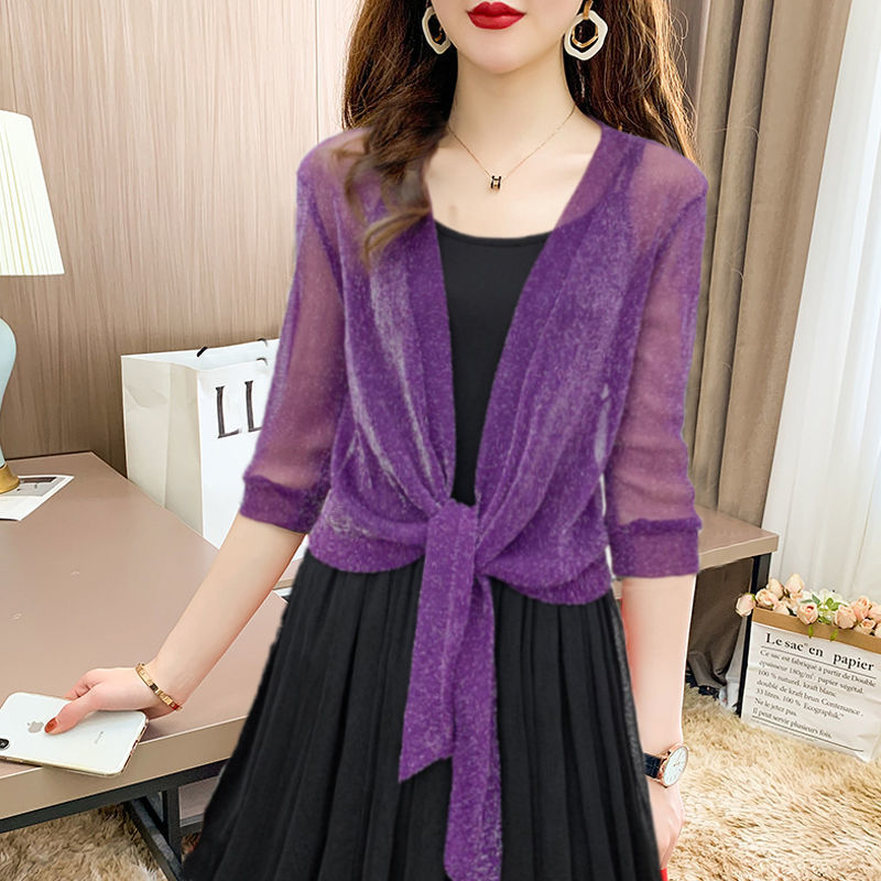 Women's Sheer Chiffon Cardigan with Tie Front