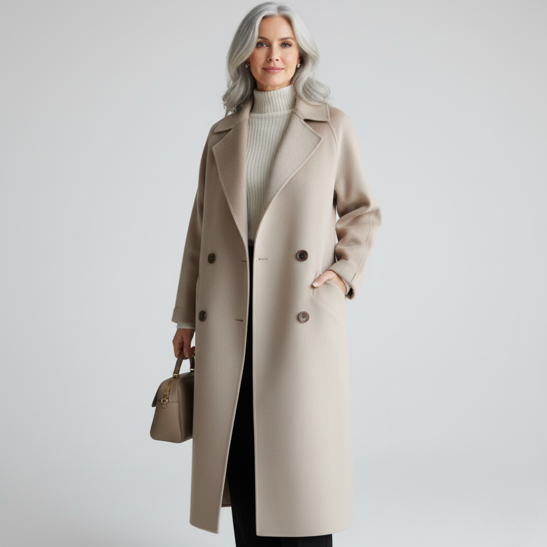 Women's Double-Breasted Wool Coat | Tailored Autumn Winter Coat